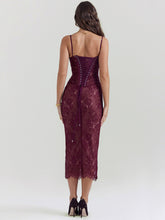 Bodycon Dress Lace Adjustable Spaghetti Strap Lace Up Sexy Party Midi Dresses